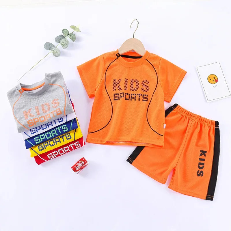 Ensembles de sport enfants – T-shirt et short à séchage rapide – Vêtements de sport confortables – Costumes basket pour garçons et fillesll, vêtements d'été respirants pour enfants