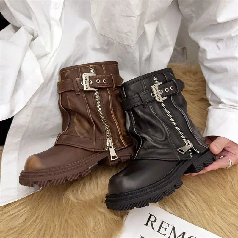 Bottes courtoisie fille﻿– style rétro chevalier, fermeture éclair