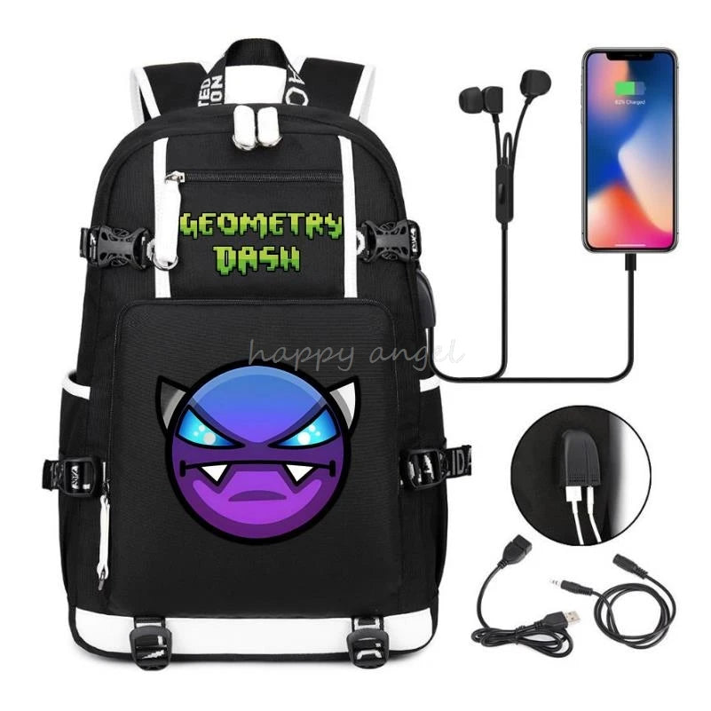 Sac à dos imprimé géométrique pour filles et garçons, sac à dos en toile pour ordinateur portable, sac à dos pour femme, sac à dos pour adolescent et étudiant, nouvelle mode .