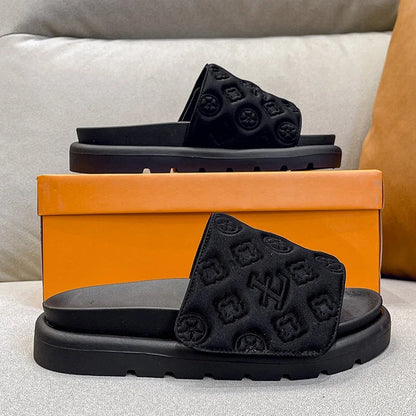 Pantoufles été femme à semelle épaisse, sandales de plage tendance,