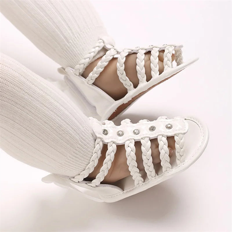 Sandales d’été bébé fille cuir PU, nœud papillon, décontractées