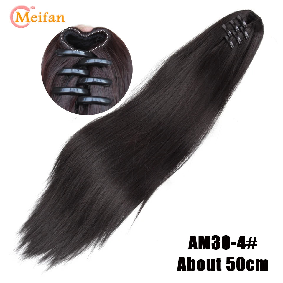 MEIFAN Short Synthetic Ponytail, Natural Claw Clip, Heat Resistant Hair.