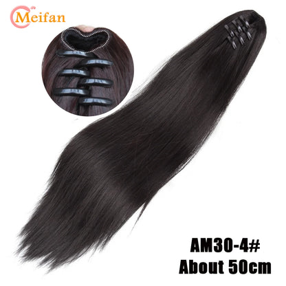 MEIFAN Short Synthetic Ponytail, Natural Claw Clip, Heat Resistant Hair.