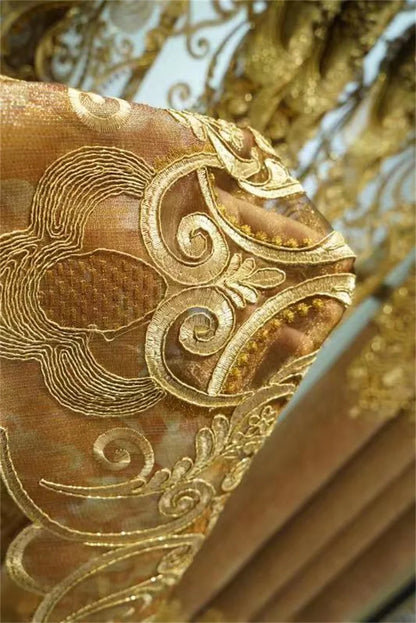 Rideau Brodé Luxe – Chenille, Style Européen, Avec Cantonnière .