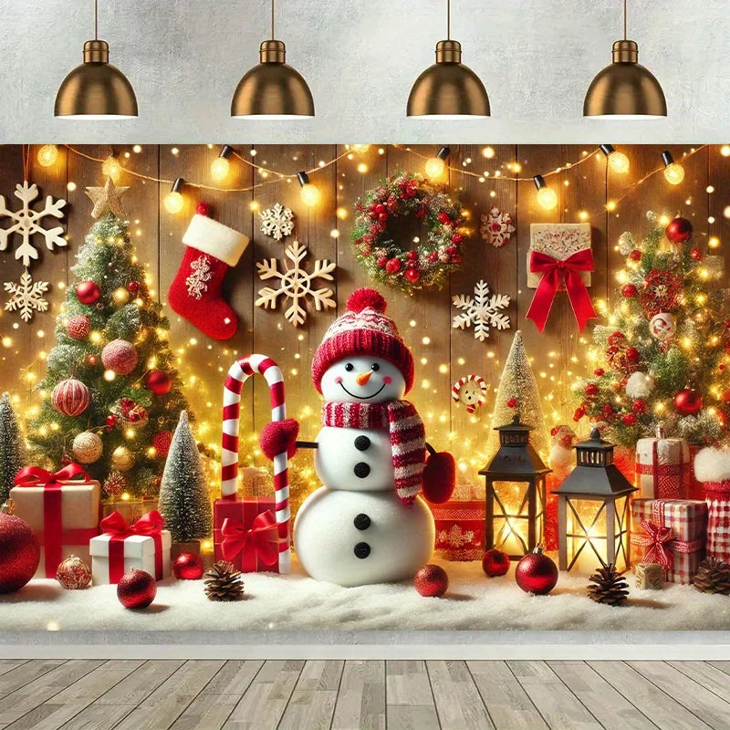 Bannière de Noël Flocon de Neige – Décor Mural Polyester