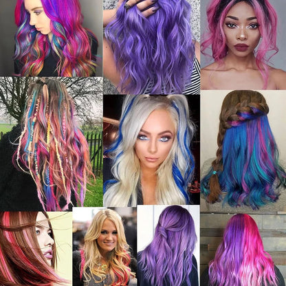 Extensions capillaires synthétiques à reflets colorés pour filles, postiches lisses multicolores de 22 pouces, 6 pièces/paquet