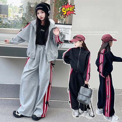 Tenue scolaire fille – Survêtement décontracté 2 pièces, sweat & pantalon large