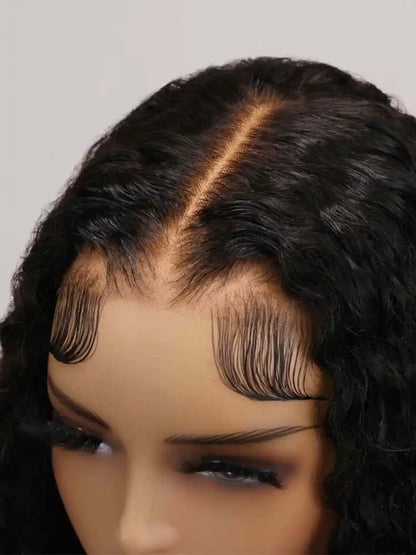 Perruque cheveux humains 30 pouces, dentelle avant 13x6, vague profonde, densité 200%, sans colle, frontale humide