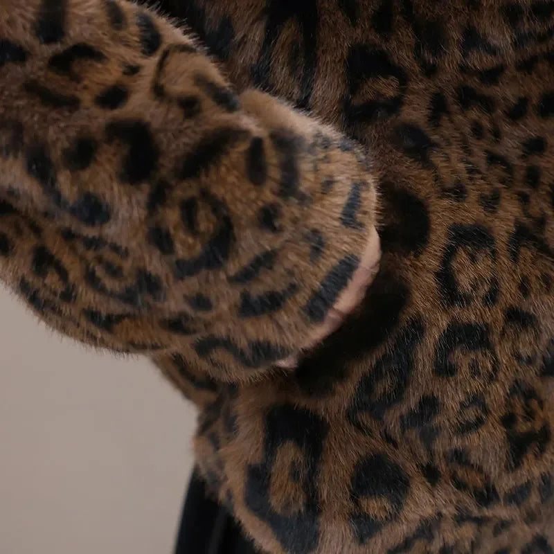 Manteau Femme – Fausse Fourrure Léopard Court Double Face
