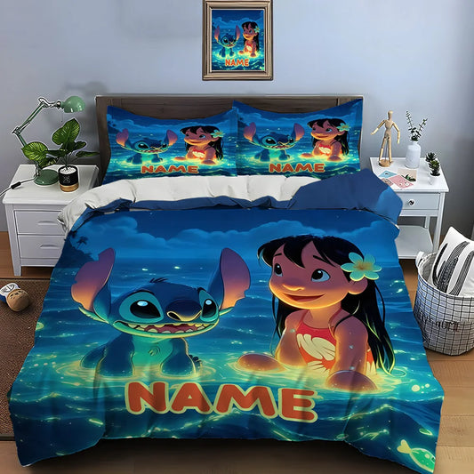 Housse de couette Disney Stitch personnalisée 3 pièces King Size, adulte