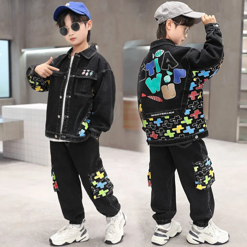 Tenue enfant garçon – Ensemble manteau et pantalon coton, look décontracté