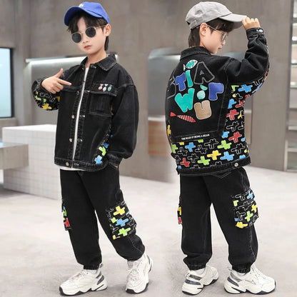 Tenue enfant garçon – Ensemble manteau et pantalon coton, look décontracté