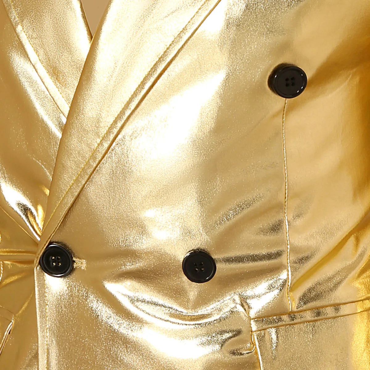 Blazer homme noir et argent à col V, paillettes dorées, manches longues – Fête & scène .