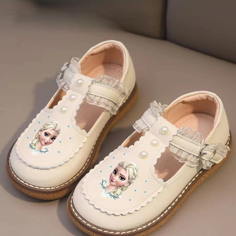 Chaussures fille Disney cuir souple printemps, princesse, semelle antidérapante, style Lolita.