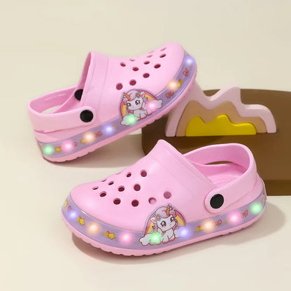 Sandales légères filles, plage été, dessins animés roses, antidérapantes, style classique