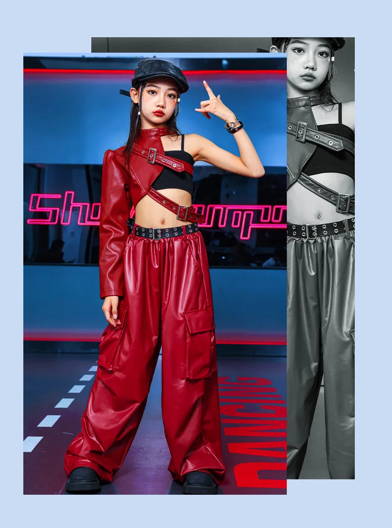 Vêtements Hip Hop Fille, T-shirt Court et Pantalon Cargo .