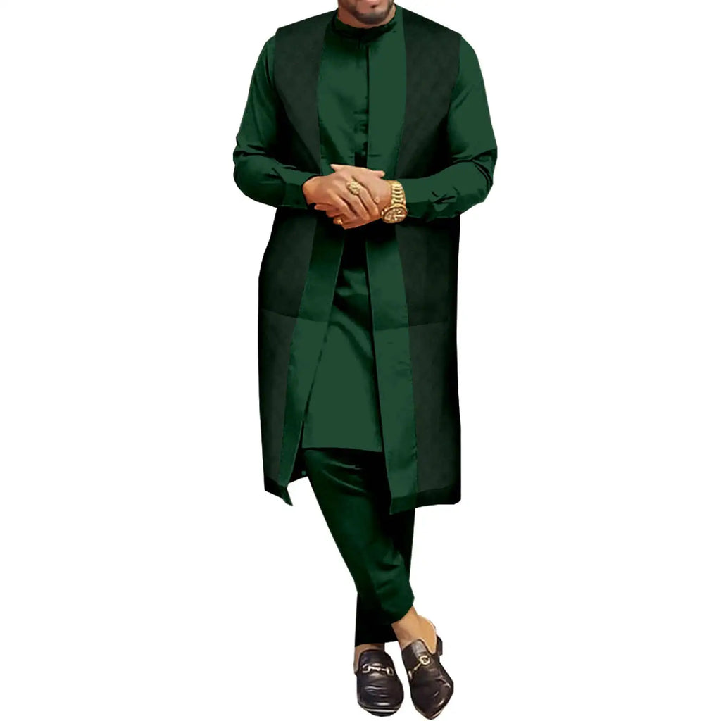 Vêtements couple africain – Robe femme maxi et jupe sirène, haut homme assorti, tenue mariage ET fête , 3 pièces