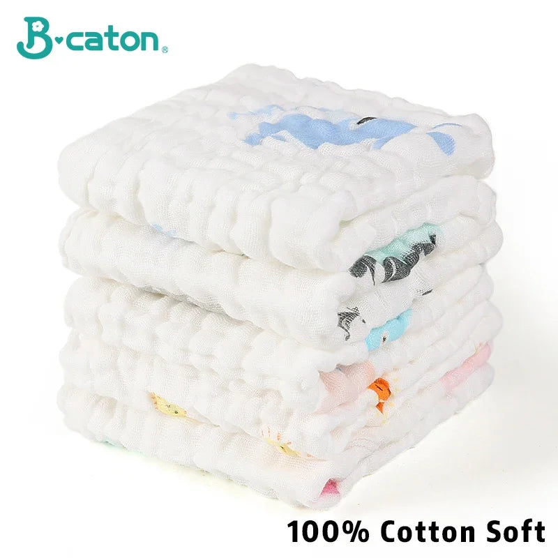 Serviette de bain bébé 5 pièces – 100% coton mousseline – Gant de toilette, lingette visage, mouchoir doux mains – 6 couches de gaze, lavable, confortable nouveau-né