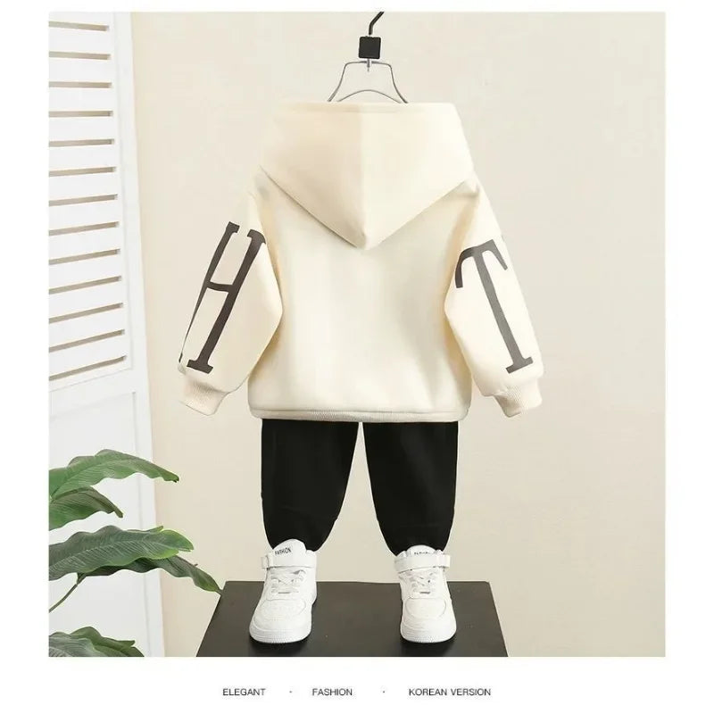 Ensemble 2 pièces garçon﻿– velours, pull, capuche