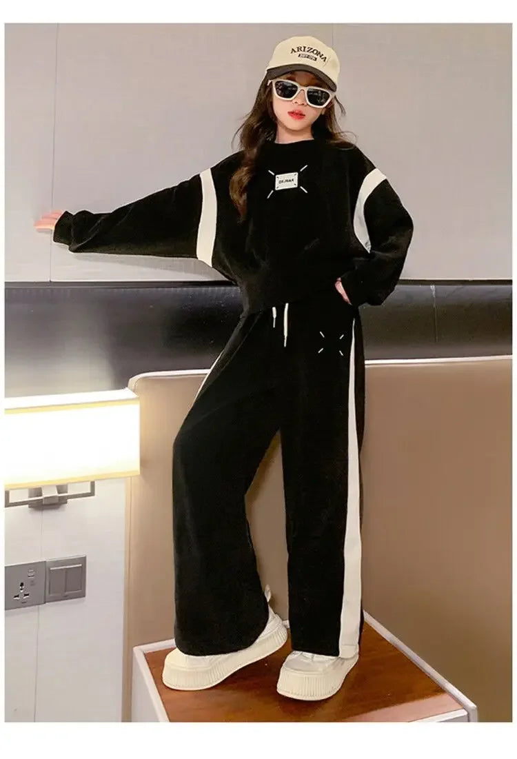 Ensemble bébé fille coréen 2 pièces 4-15 ans, style printemps, tendance oversize .