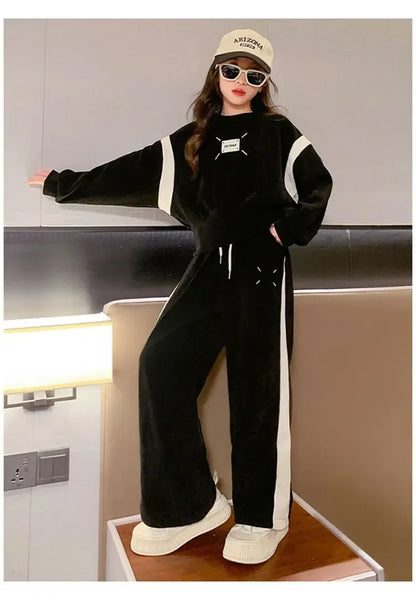 Ensemble bébé fille coréen 2 pièces 4-15 ans, style printemps, tendance oversize .