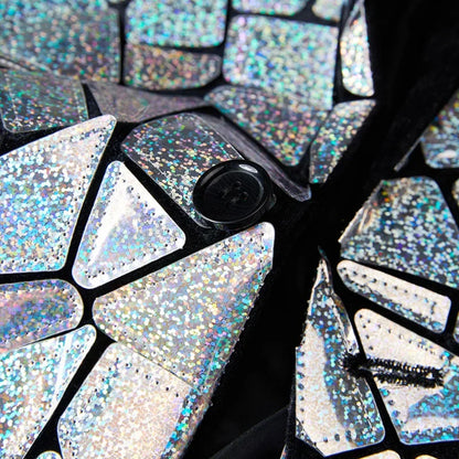 Veste smoking homme luxe paillettes laser, col châle, un bouton, fête et scène.