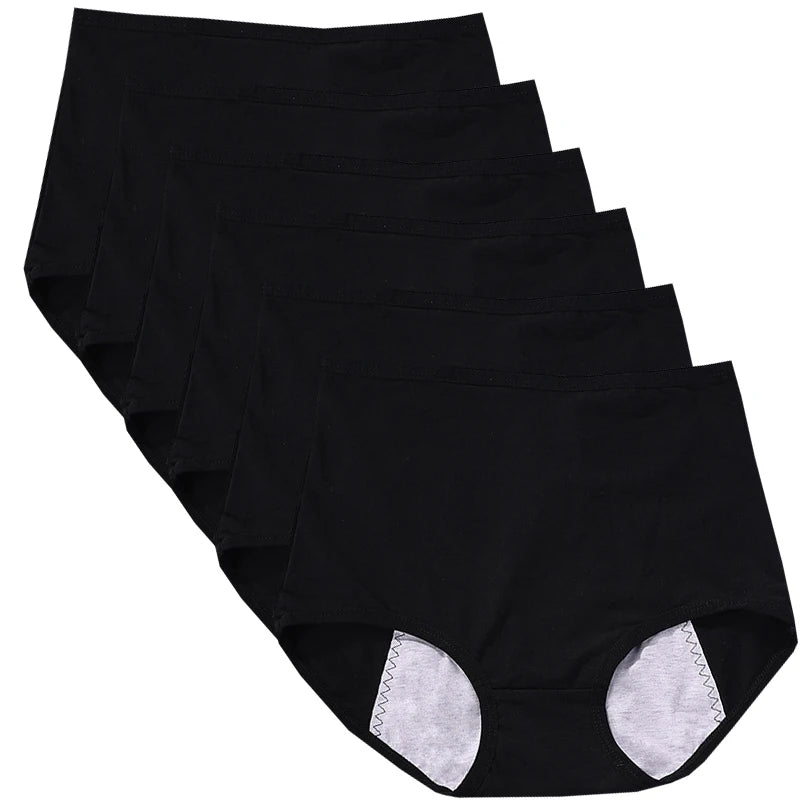 Lot 6 pièces culottes menstruelles taille haute – Sous-vêtements anti-fuite en coton