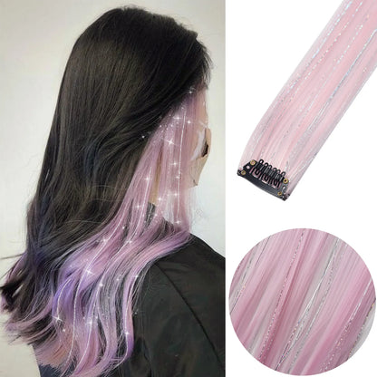 Extensions capillaires synthétiques à reflets colorés pour filles, postiches lisses multicolores de 22 pouces, 6 pièces/paquet