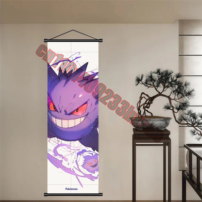 Peinture artistique Pokémon classique japonais – Pikachu, Gengar, Mewtwo – Décoration murale chambre à coucher haute qualité