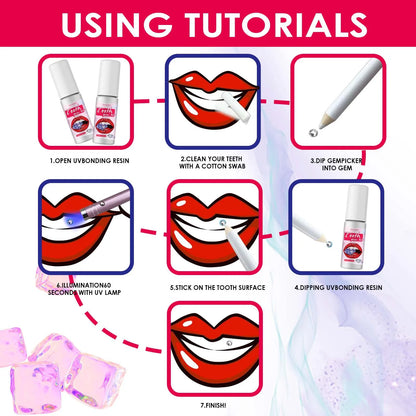 Kit gemme dentaire IMADIY, diamant blanc, facile à poser et enlever.