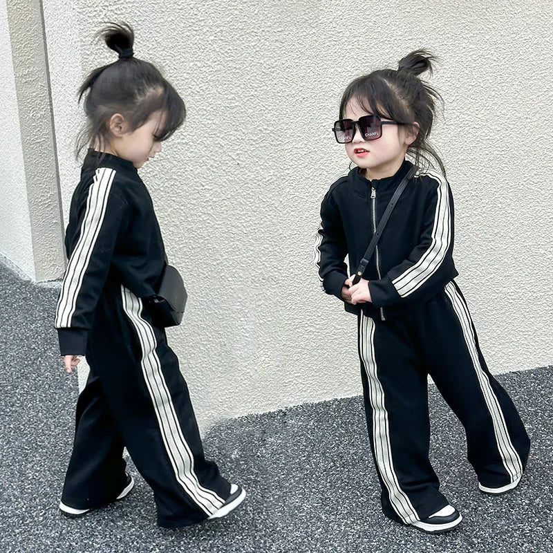 Ensemble fille 2 pièces : veste + pantalon, printemps-automne