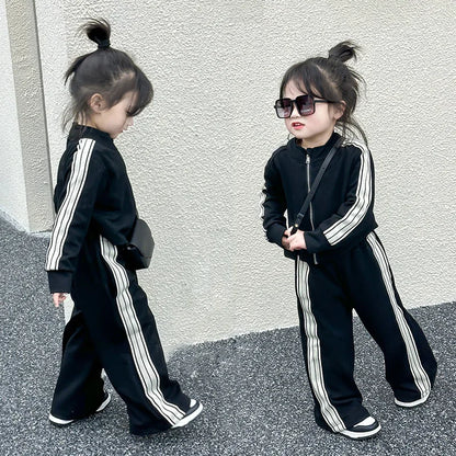Ensemble fille 2 pièces : veste + pantalon, printemps-automne