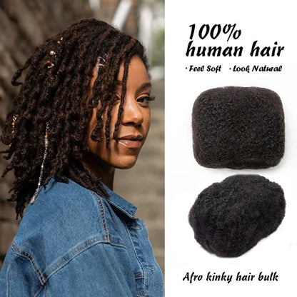 Cheveux humains afro crépus bouclés en vrac 8 pouces, pour locs, twists, tresses, réparations