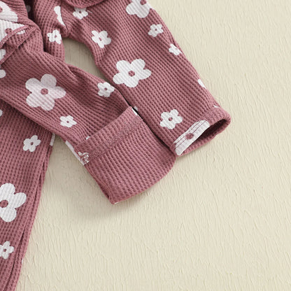 Ensemble bébé fille 2 pièces : combinaison florale à manches longues + bandeau .