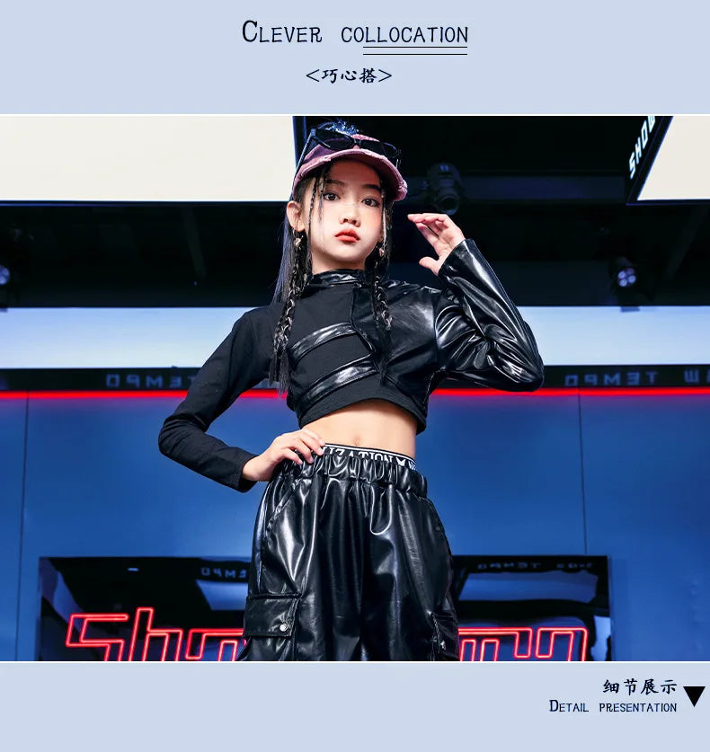 Vêtements Hip Hop Fille, T-shirt Court et Pantalon Cargo .