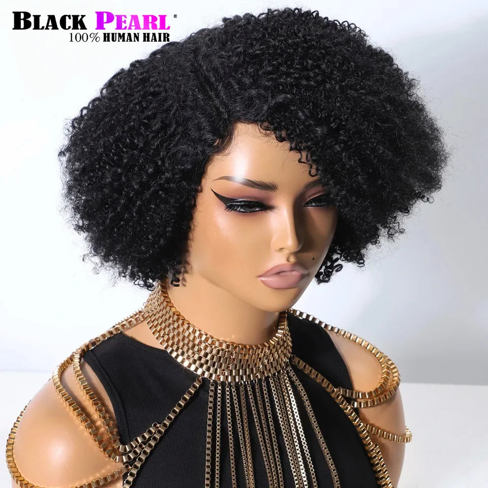 Perruque bouclée crépue femme – Cheveux humains, pré-épilée, dentelle HD, 180%, sans colle