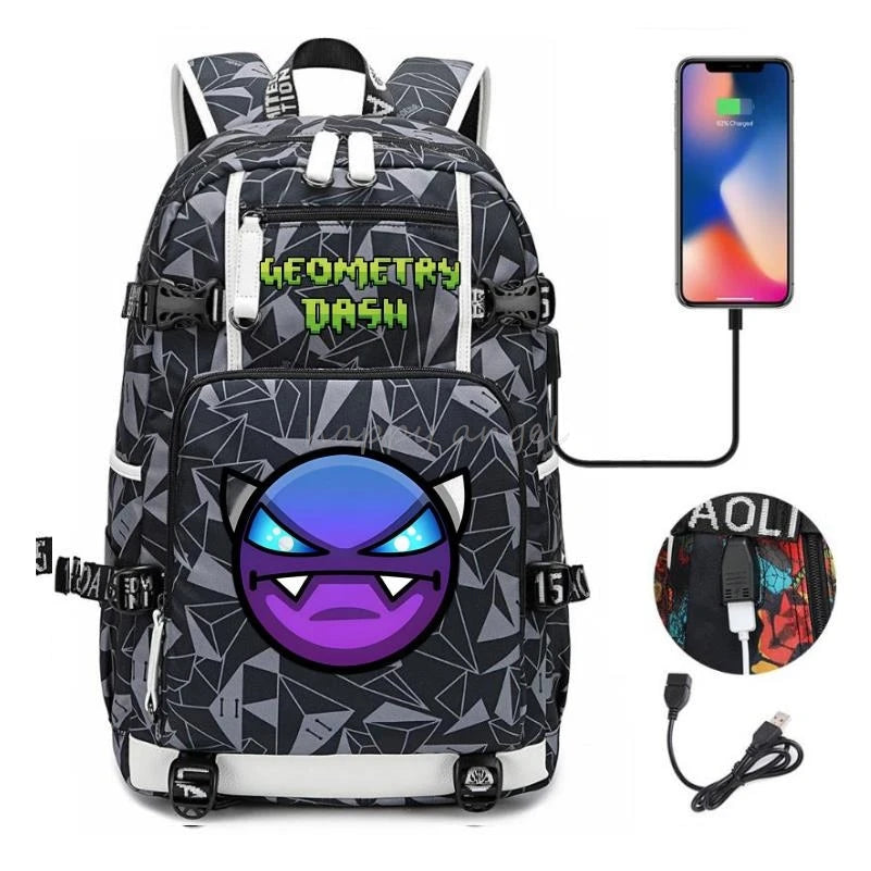 Sac à dos imprimé géométrique pour filles et garçons, sac à dos en toile pour ordinateur portable, sac à dos pour femme, sac à dos pour adolescent et étudiant, nouvelle mode .