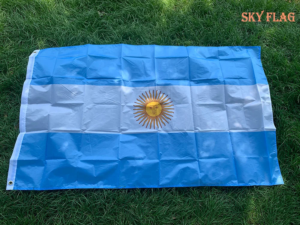Drapeau Argentine 90x150cm – Polyester Bleu Blanc Haute Qualité