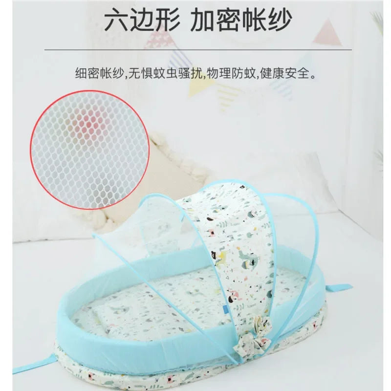Lit bébé pliable avec moustiquaire – Nid de couchage 0-24 mois .