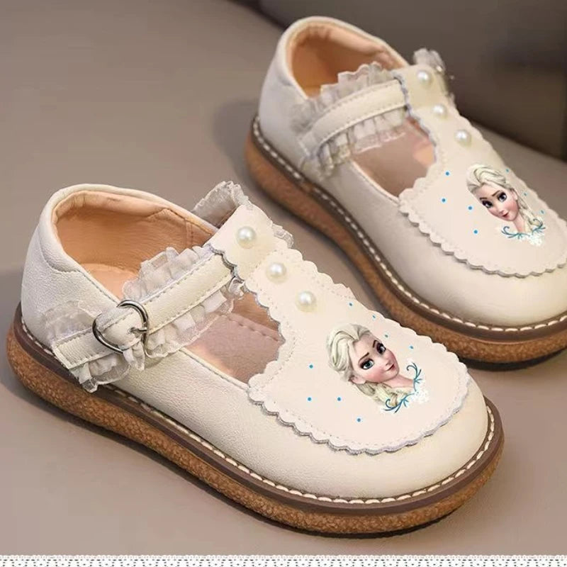 Chaussures fille Disney cuir souple printemps, princesse, semelle antidérapante, style Lolita.