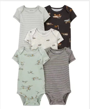 Combinaison bébé été coton, 5 pièces, dessins animés