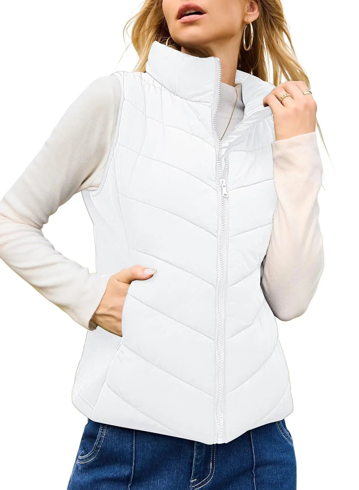 Cardigan Zippé Femme – Gilet Automne Décontracté, Col Montant & Poches, Mode Tendance