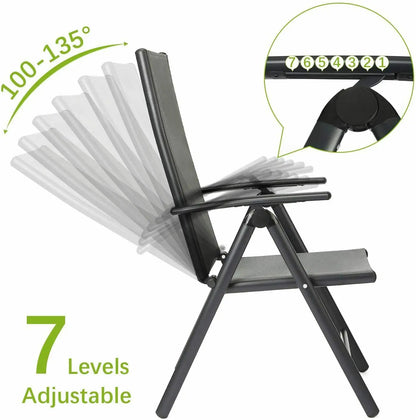 Lot de 2 chaises de jardin pliantes, dossier 7 positions, charge 150 kg .