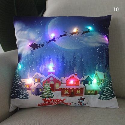 Housse coussin Noël LED Père Noël﻿– lumineux, déco maison, nouvel an