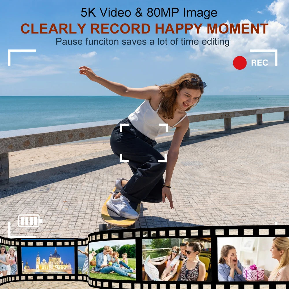 Caméra Vlog Ourlife 5K – Appareil Photo Numérique Double Écran, Zoom 18X, Capteur 80MP, Idéal pour YouTube, Selfie et Voyage