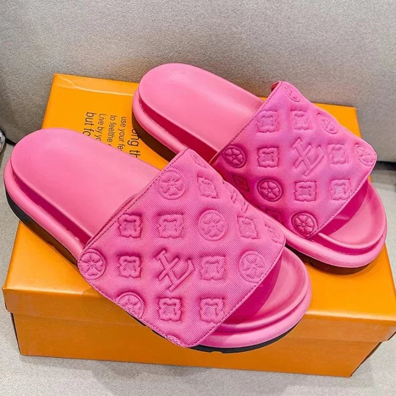 Pantoufles été femme à semelle épaisse, sandales de plage tendance,