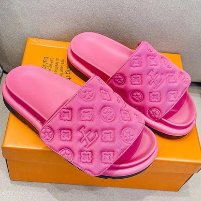 Pantoufles été femme à semelle épaisse, sandales de plage tendance,