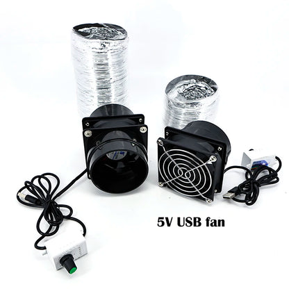 Ventilateur Extracteur Fumée 2 Types DC 5V USB, Vitesse réglable, Conduit 1-2 Voies, Tuyau 1m/3m