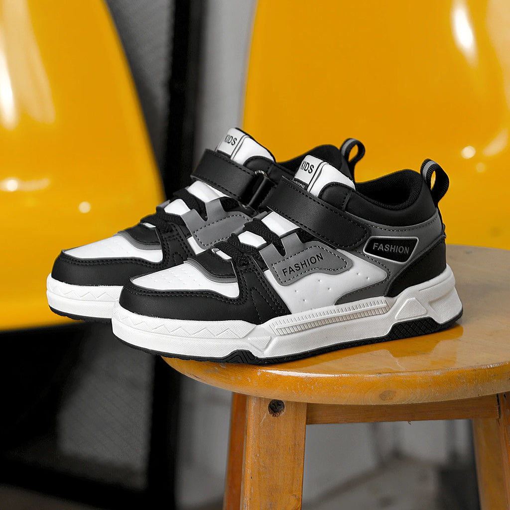 Baskets garçon automne en cuir PU, sneakers sport semelle plate