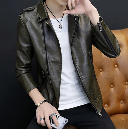 Blazer homme slim fit en cuir, style coréen, simple boutonnage, décontracté luxe .